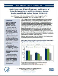 Title: Health Insurance Affects Diagnosis and Control of Hypercholesterolemia and Hypertension Among Adults Aged 20–64: United States, 2005–2008, Author: Susan E. Schober