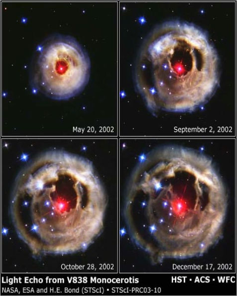 Hubble Watches Light from Mysterious Erupting Star Reverberate Through Space