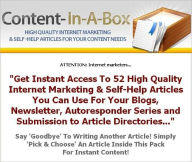 Title: Content-In-A-Box - 52 High Quality Internet Marketing & Self-Help Articles, Author: Jon Reed