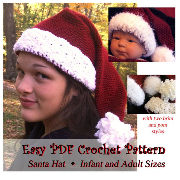 Susan's Santa Hat with Two Brim and Pom Styles in All Sizes by Susan ...