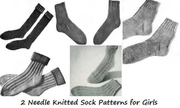 2 Needle Knitted Sock Patterns for Girls