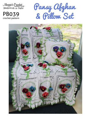 Crochet Pattern Pansy Afghan & Pillow PB039-R