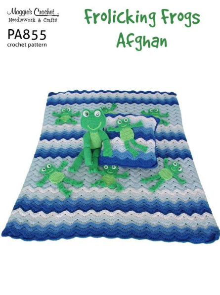 PA855-R Frolicking Frog Afghan Crochet Pattern