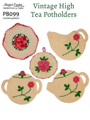 Pb099 R Vintage High Tea Potholders Crochet Patternnook Book - 