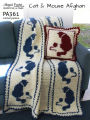 Crochet Pattern Cat and Mouse Afghan and Pillow PA361-R