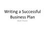 Writting a Succesful Business Plan