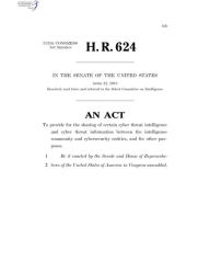 Title: Cyber Intelligence Sharing and Protection Act (CISPA), Author: US Senate