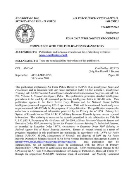 KC-10 Unit Intelligence Procedures Volume 3 (AFI 14-2KC-10V3)