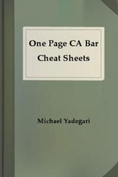 One Page CA Bar Cheat Sheets - COMMUNITY PROPERTY