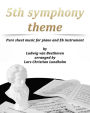 5th Symphony Theme Pure sheet music for piano and Eb instrument by Ludwig van Beethoven arranged by Lars Christian Lundholm