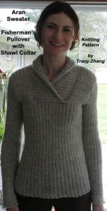 Title: Aran Sweater Fisherman's Pullover with Shawl Collar Knitting Pattern, Author: Tracy Zhang