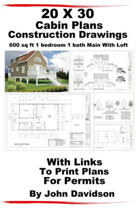 20 X 30 Cabin Plans Blueprints Construction Drawings 600 Sq Ft 1 20 X 30 Cabin Plans Blueprints