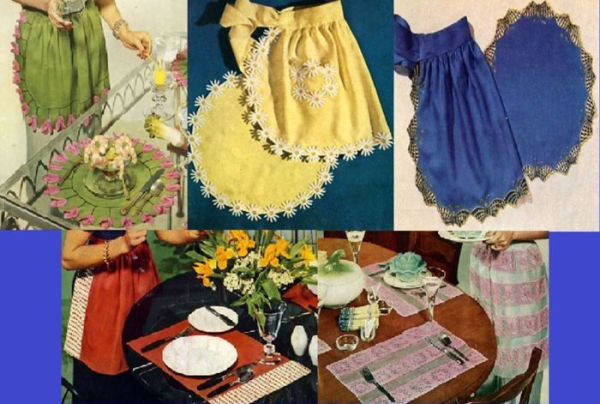 Apron Patterns with Crocheted Edging PLUS Matching Crocheted Place Mats
