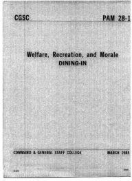 Title: Welfare, Recreation, and Morale Dining In, Author: Command And General Staff College