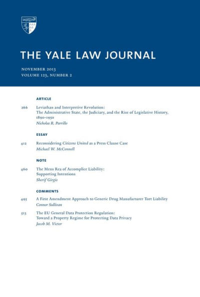 Yale Law Journal: Volume 123, Number 2 - November 2013