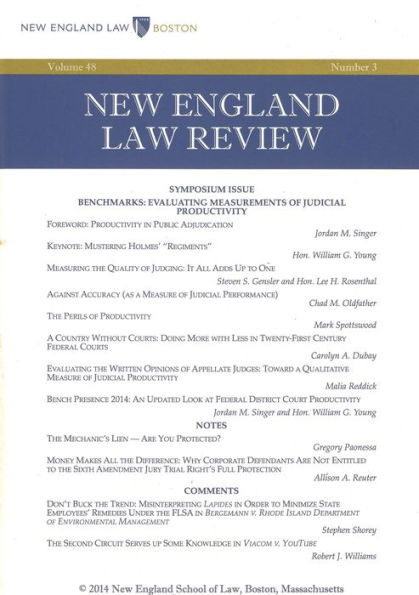 New England Law Review: Volume 48, Number 3 - Spring 2014