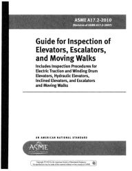 Title: ASME A17.2 (2010): Guide for Inspection of Elevators, Escalators, and Moving Walks, Author: American Society of Mechanical Engineers