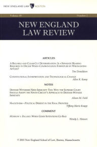 Title: New England Law Review: Volume 49, Number 2 - Winter 2015, Author: New England Law Review