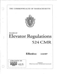 Title: Massachusetts Elevator Code, Author: State of Massachusetts