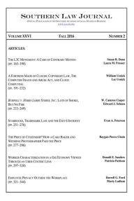 Title: Southern Law Journal, Vol. XXVI, No. 2., Fall 2016, Author: SALSB