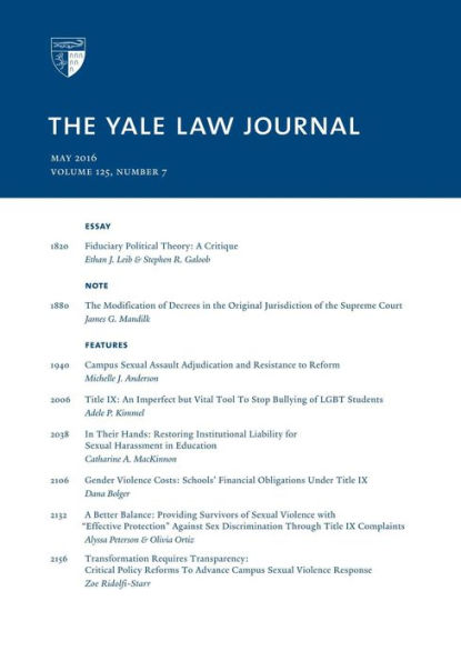 Yale Law Journal: Volume 125, Number 7 - May 2016