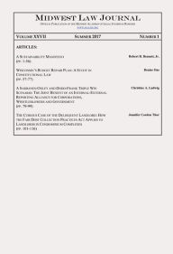 Title: Midwest Law Journal: Volume XXVII, Number 1, Summer 2017, Author: Midwest Academy of Legal Studies in Business