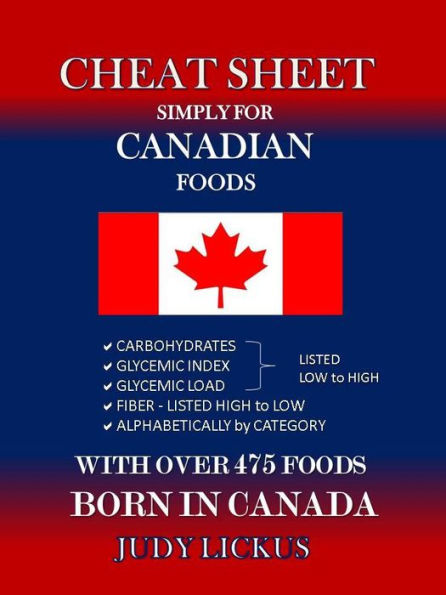 CHEAT SHEET Simply for CANADIAN Foods: Carbohydrate, Glycemic Index, Glycemic Load listed low to high; Fiber listed high to low, alphabetically by category with over 475 foods born in CANADA-