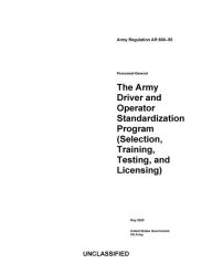Title: AR 600-55 The Army Driver and Operator Standardization Program (Selection, Training, Testing, and Licensing) May 2020, Author: United States Government Us Army