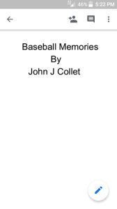 Title: Baseball Memories, Author: John Collet