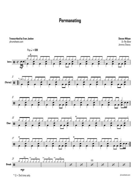 Steven Wilson - Permanating: Drum Sheet Music