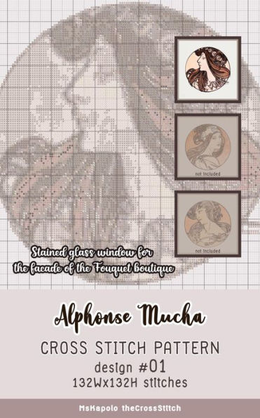 Alphonse Mucha Cross Stitch Pattern Design #01 (Stained glass window for the facade of the Fouquet boutique)