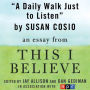 A Daily Walk Just to Listen: A This I Believe Essay