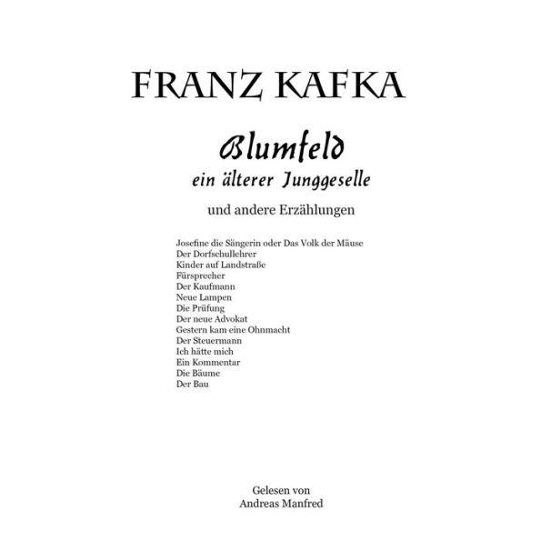 Blumfeld, ein älterer Junggeselle: und andere Erzählungen