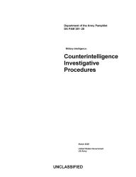 Title: DA PAM 381-20 Military Intelligence: Counterintelligence Investigative Procedures March 2025, Author: United States Government Us Army