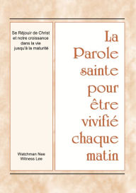 Title: PSVCM - Se réjouir de Christ et notre croissance dans la vie jusqu'à la maturité, Author: Witness Lee