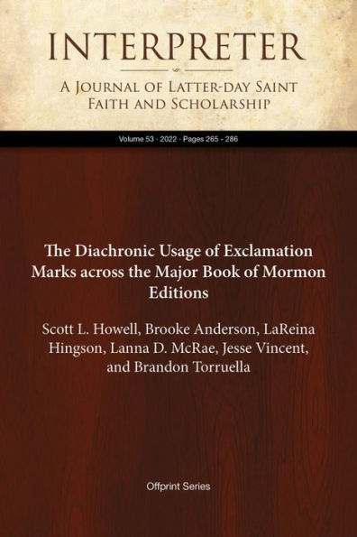 The Diachronic Usage of Exclamation Marks across the Major Book of Mormon Editions