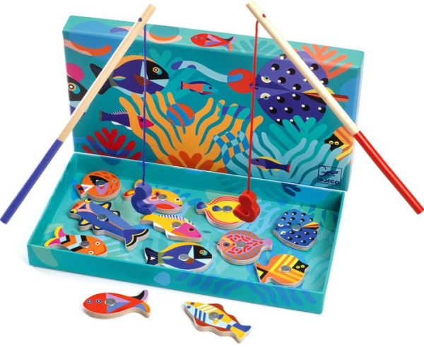 Fishing Graphic Wooden Magnetic Fishing Game