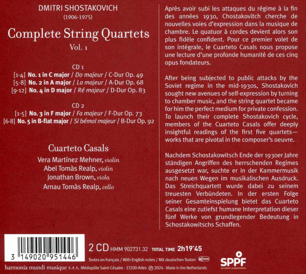 Dmitri Shostakovich: Complete String Quartets, Vol. 1 - Nos. 1-5