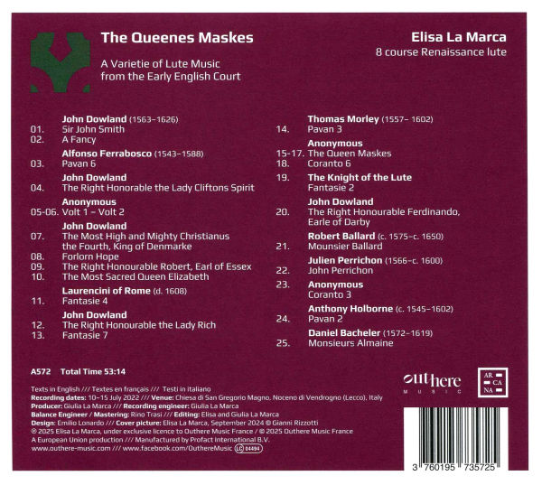 The Queenes Maskes: A Varietie of Lute Music from the Early English Court