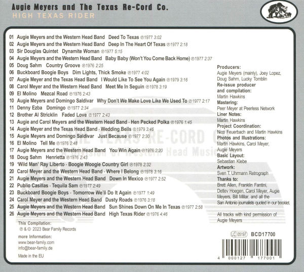 On The Honky Tonk Highway With Augie Meyers & The Texas Re-Cord Co.: High Texas Rider