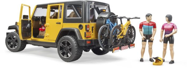 Jeep Rubicon with Mountain Biker