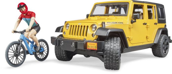 Jeep Rubicon with Mountain Biker
