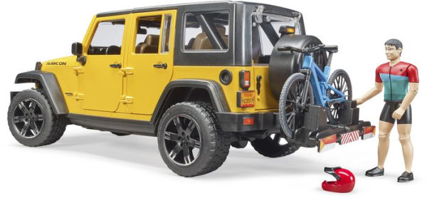 Jeep Rubicon with Mountain Biker