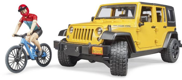 Jeep Rubicon with Mountain Biker