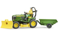 Title: bworld John Deere lawn tractor w trailer and figure