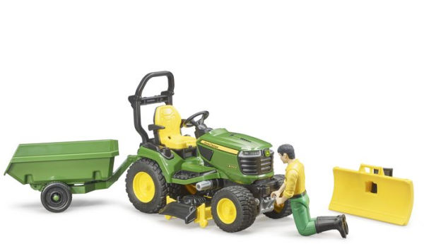 bworld John Deere lawn tractor w trailer and figure