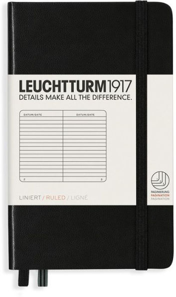 Leuchtturm1917 Notebook, Pocket (A6) Hardcover, Ruled, Black