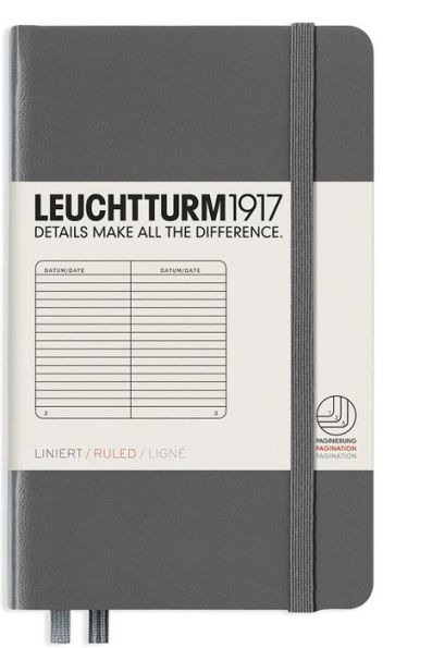 Leuchtturm1917 Notebook, Pocket (A6) Hardcover, Ruled, Anthracite