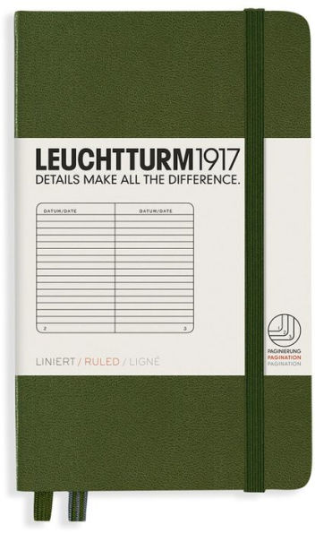 Leuchtturm1917 Notebook, Pocket (A6) Hardcover, Ruled, Army