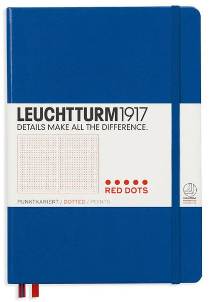 Leuchtturm1917, Medium Notebook, 249 pages, Red Dots, Royal Blue